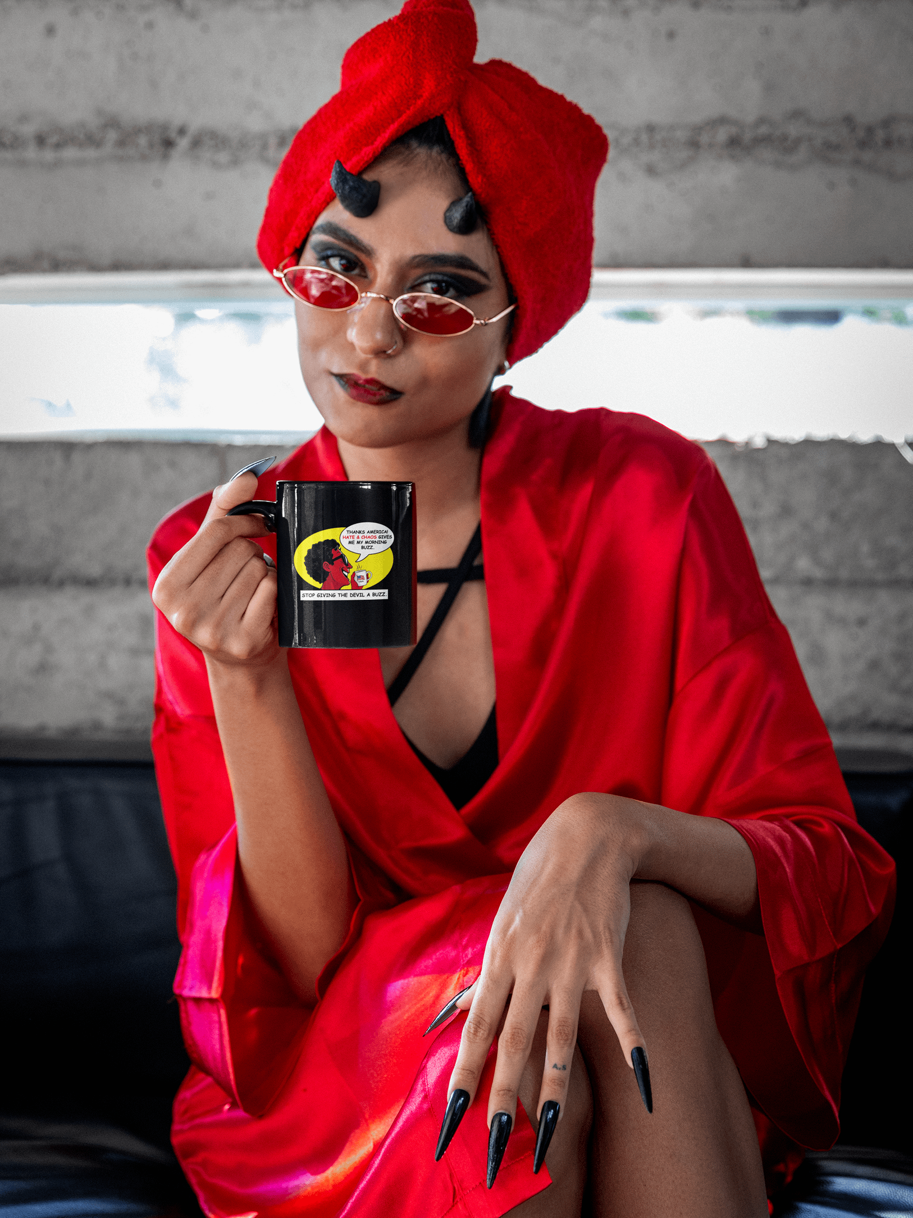 America Stop Giving The Devil A Buzz - Black Mug product image (2)