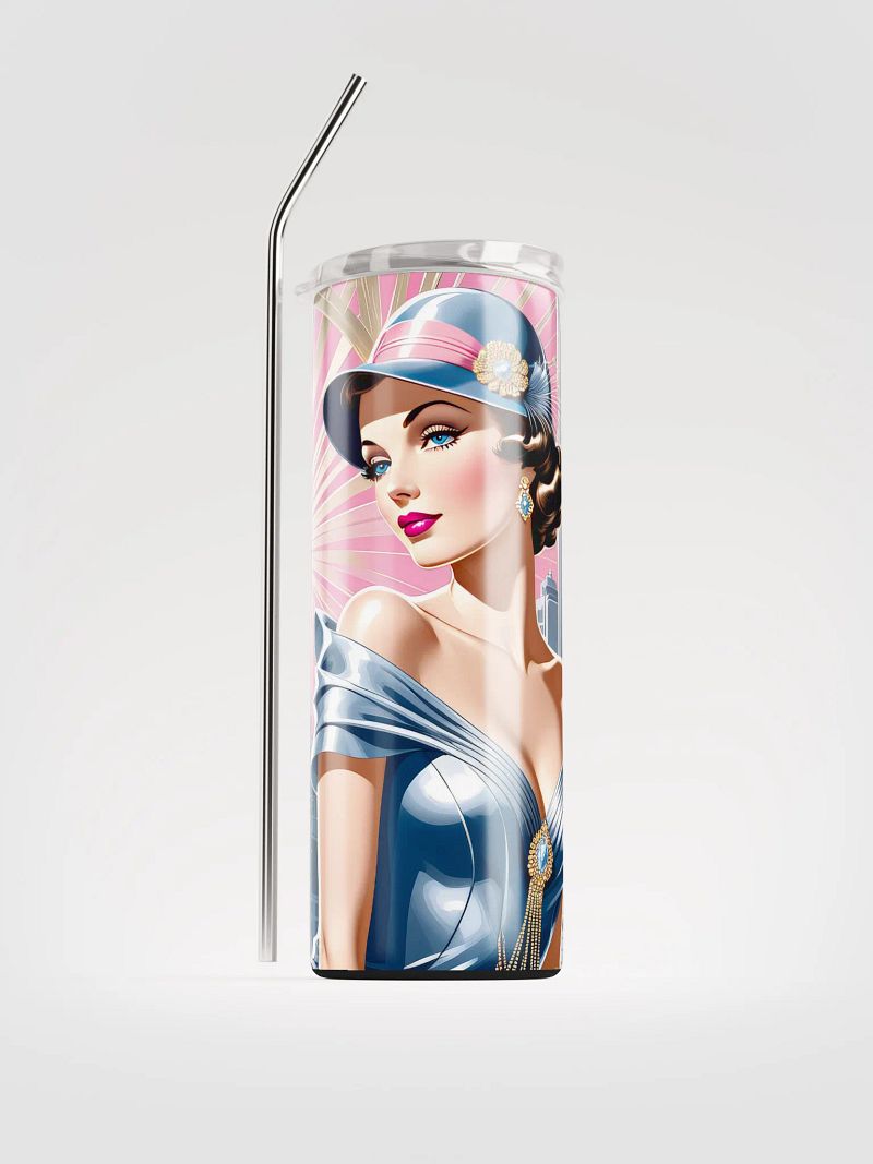 Art Deco Flapper Girl 20 oz Skinny Stainless Steel Tumbler - v1