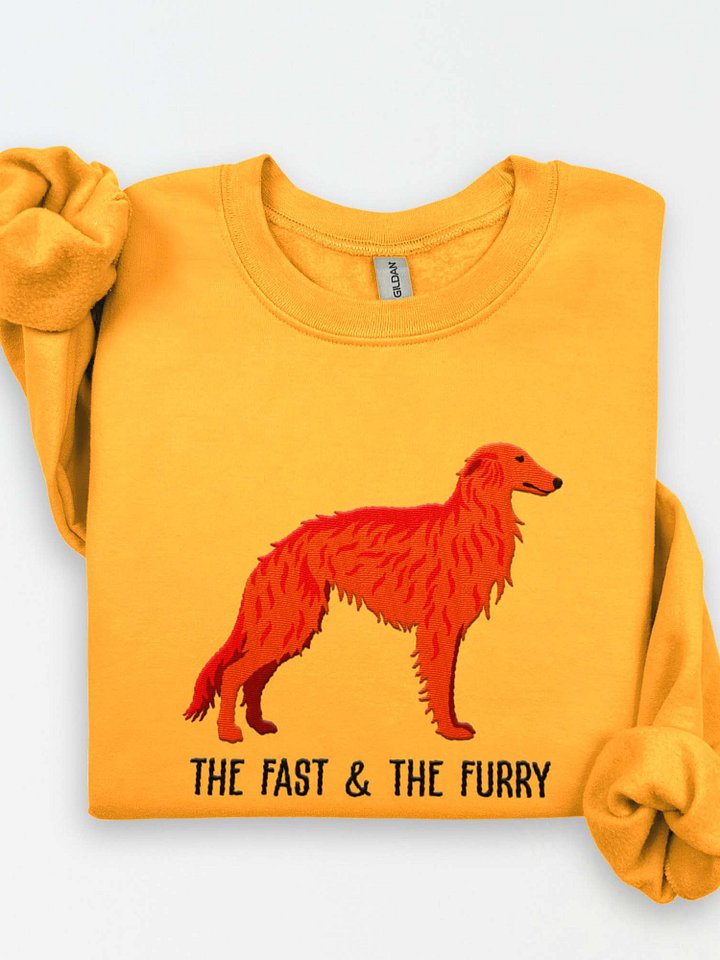 The Fast & The Furry Sweatshirt (Embroidered) of a Silken Windhound(Red) product image (1)