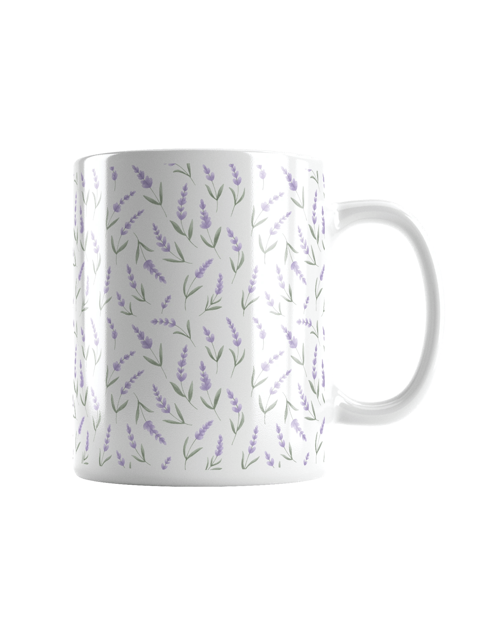 White glossy mug withl avender pattern product image (2)