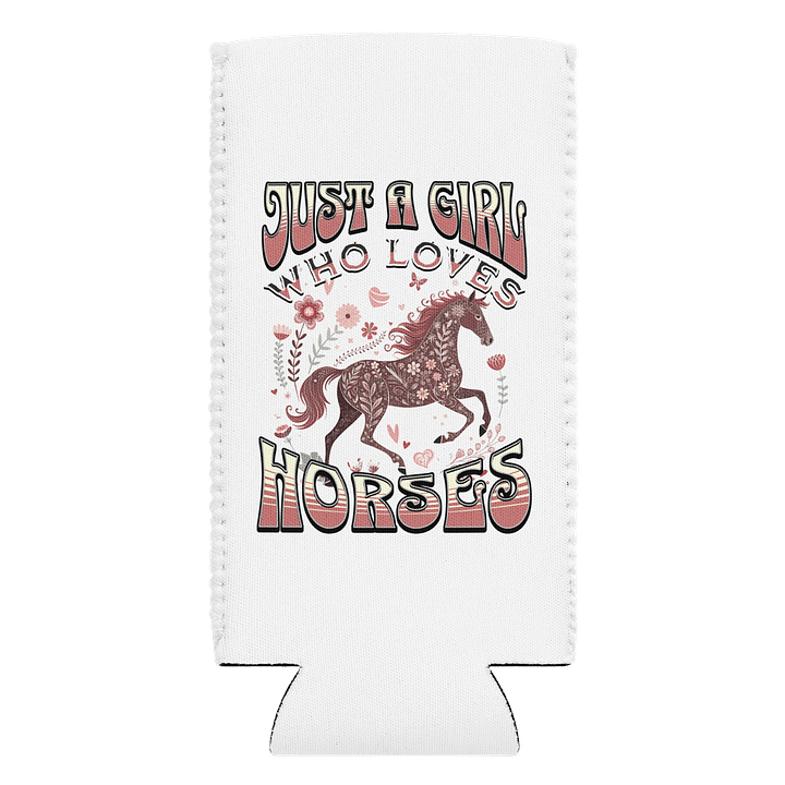 Just A Girl Who Loves Horses Floral Can Cooler product image (1)