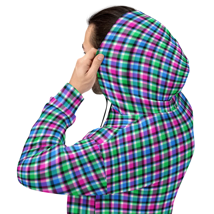 Magenta, Bright Green, and Blue Plaid Hoodie product image (8)