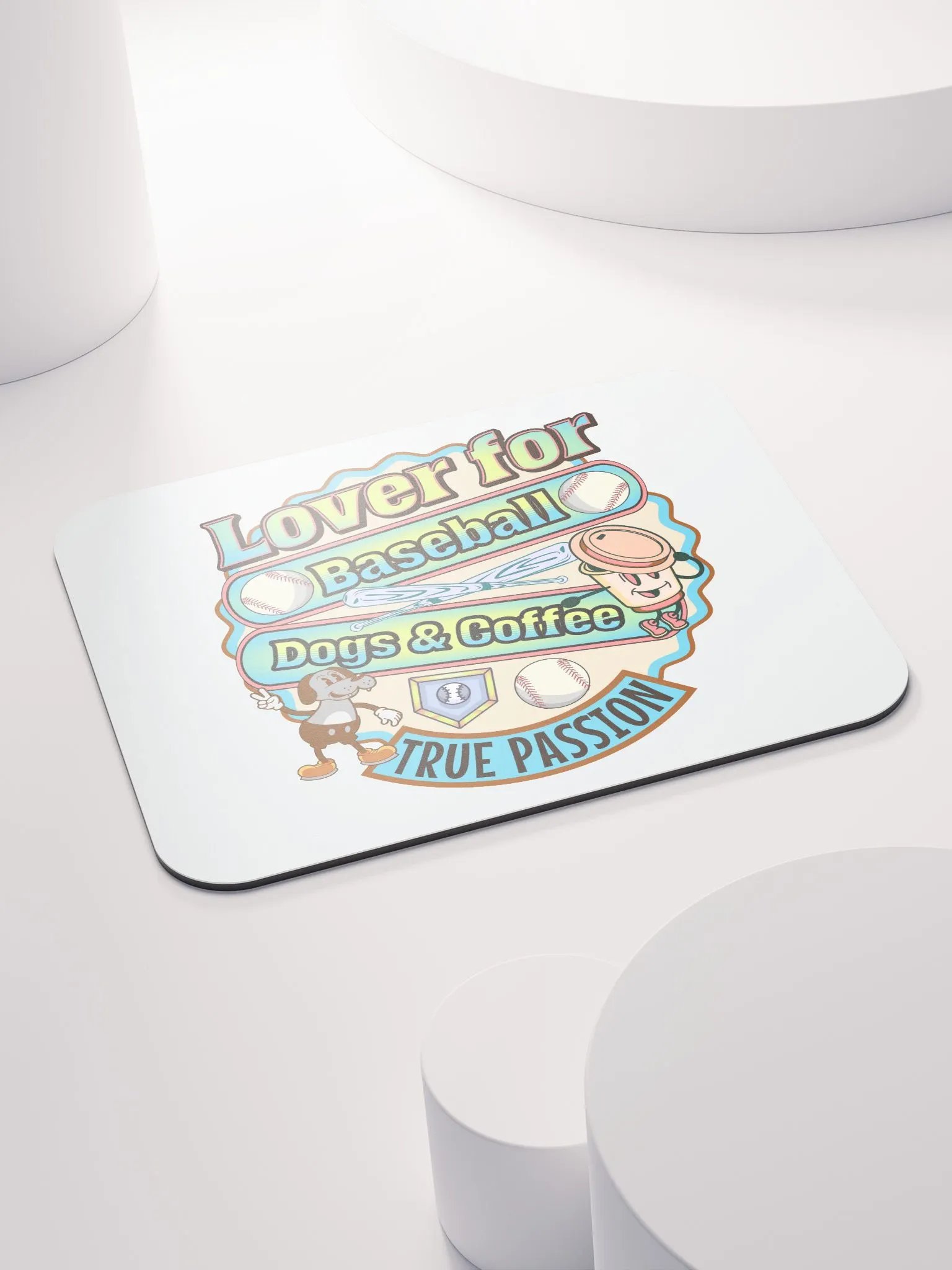 Lover For Baseball Dogs And Coffee Playful Passion Mouse Pad product image (5)