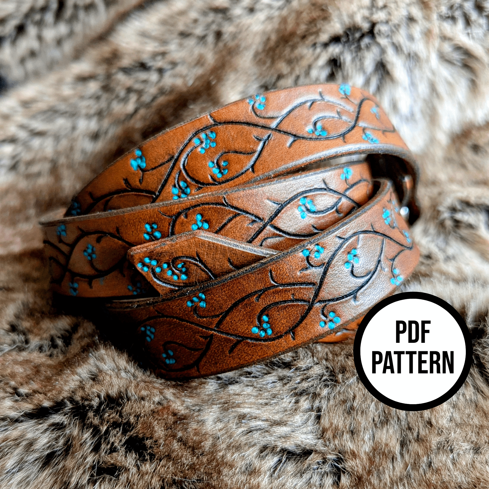 Elven Vines Leather Ring Belt - PDF Pattern for Leatherwork product image (5)