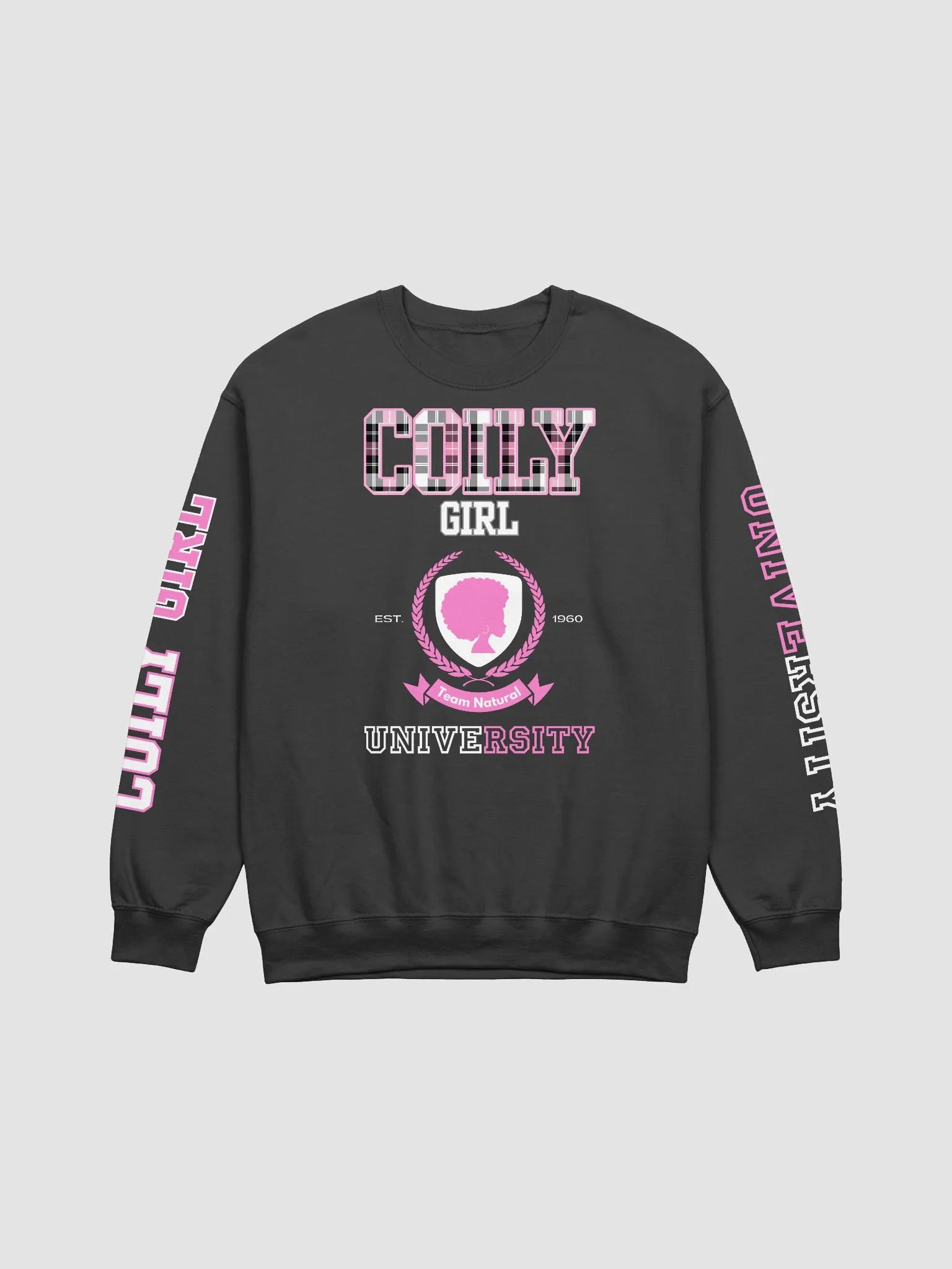 Coily Girl University Crewneck (Plaid) product image (1)