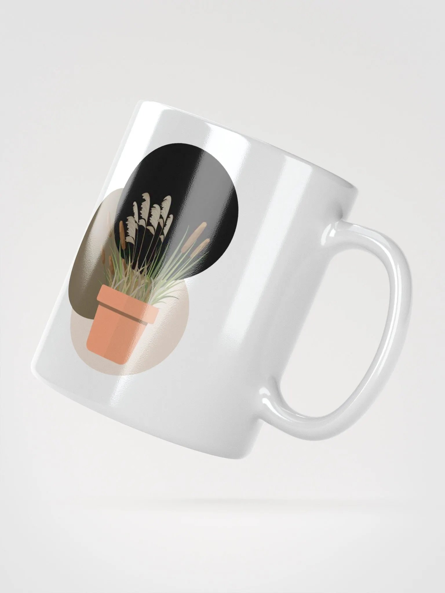 Potted Cattails With Circles Design White Mug product image (6)