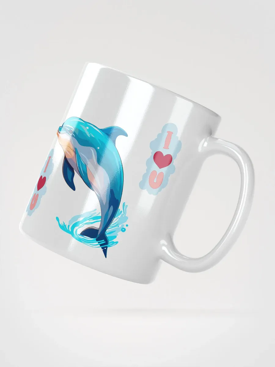 White Glossy Mug Dolphin product image (2)