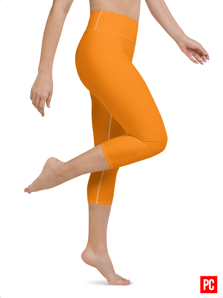 Plain Color Orange Yoga Capri Leggings product image (3)
