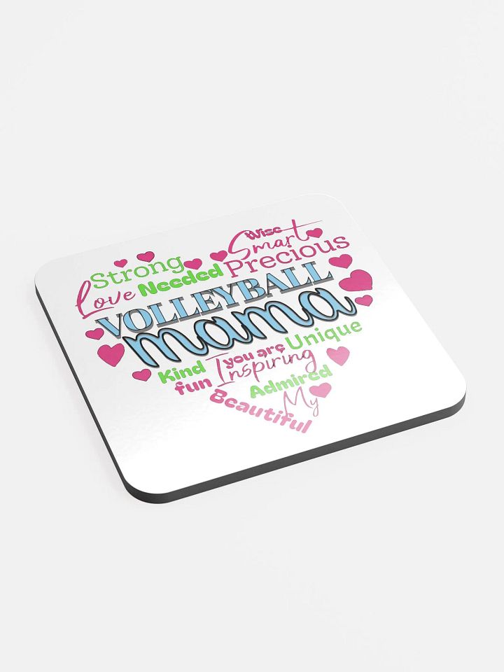 Heart Volleyball Mama Affirmations Cork Coaster product image (1)