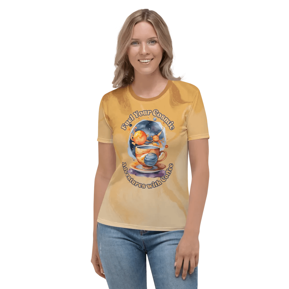 Fuel Your Cosmic Adventures with Coffee All Over Print T-shirt product image (2)