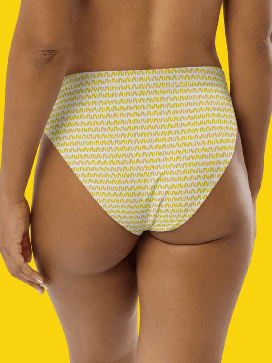 All-Over Print Recycled High Waisted Bikini Bottom, White | WIL Style product image (4)