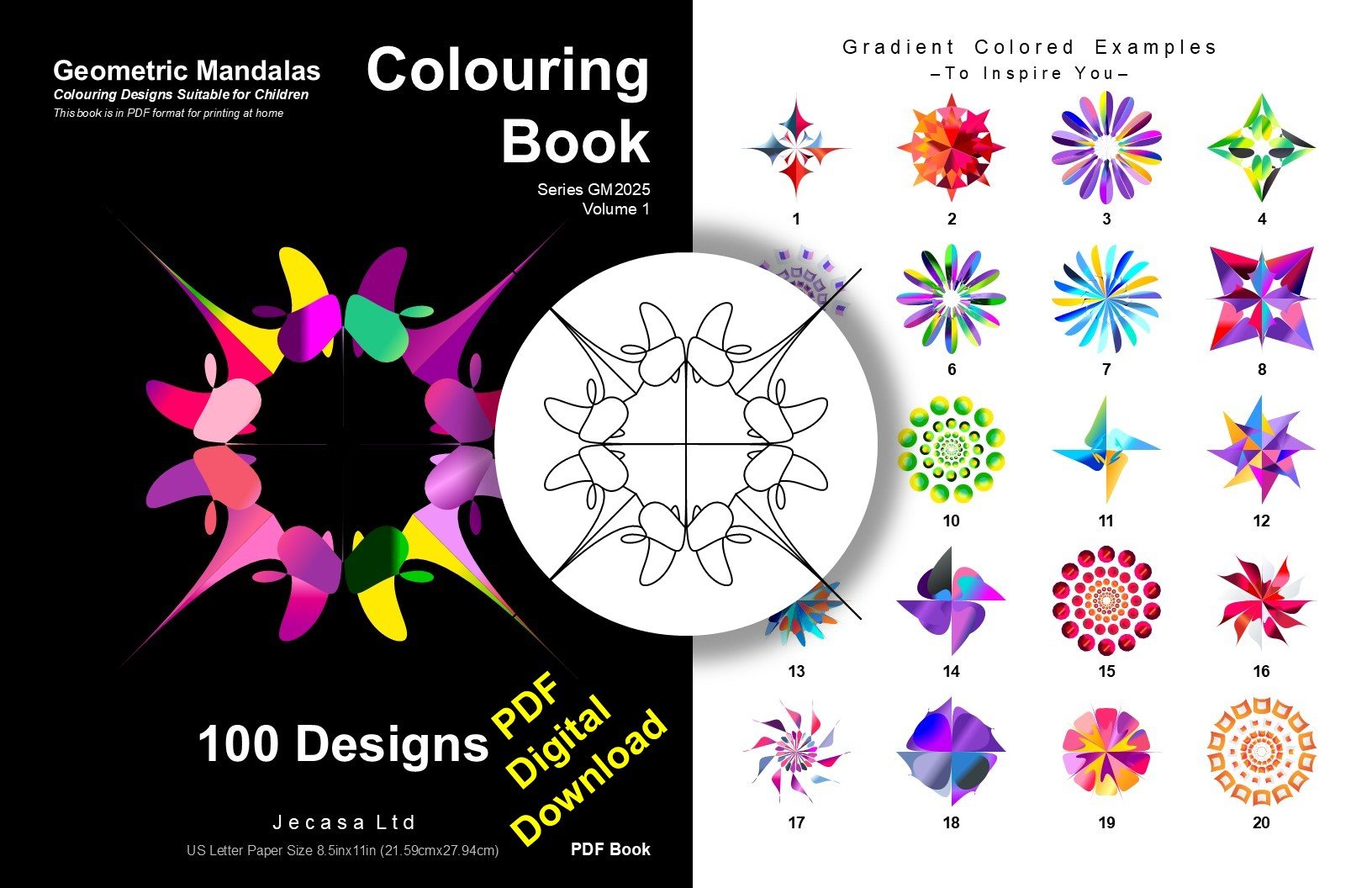 100 Geometric Mandala Coloring Pages | PDF | Digital File | Series GM2025 Vol. 1 product image (1)
