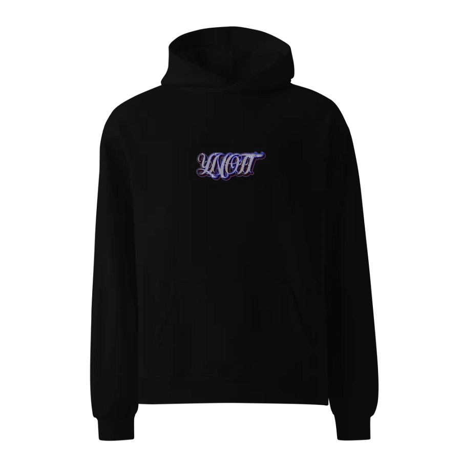 YNOTT Gradient Typography Hoodie - "SHINY" BLACK product image (4)