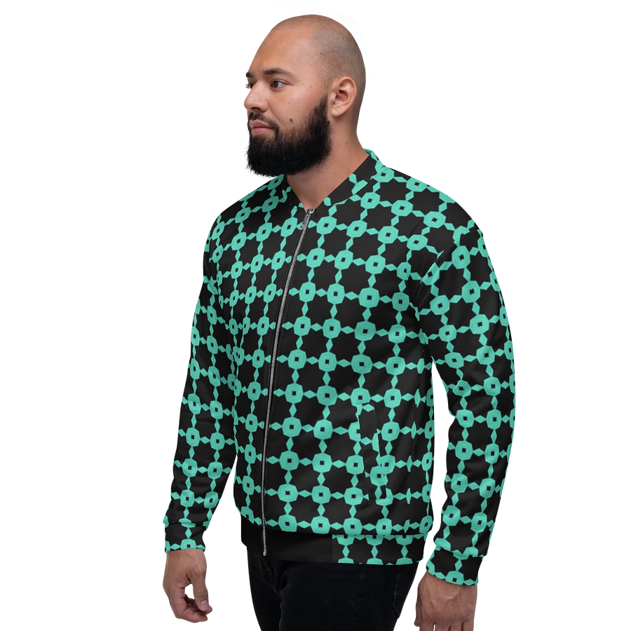 Abstract Neon Green Repeating Chain Pattern Unisex All Over Print Bomber Jacket product image (4)