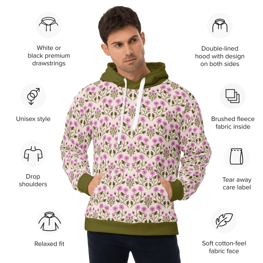 Harmony of Mums - Pink and Green - All Over Hoodie product image (2)