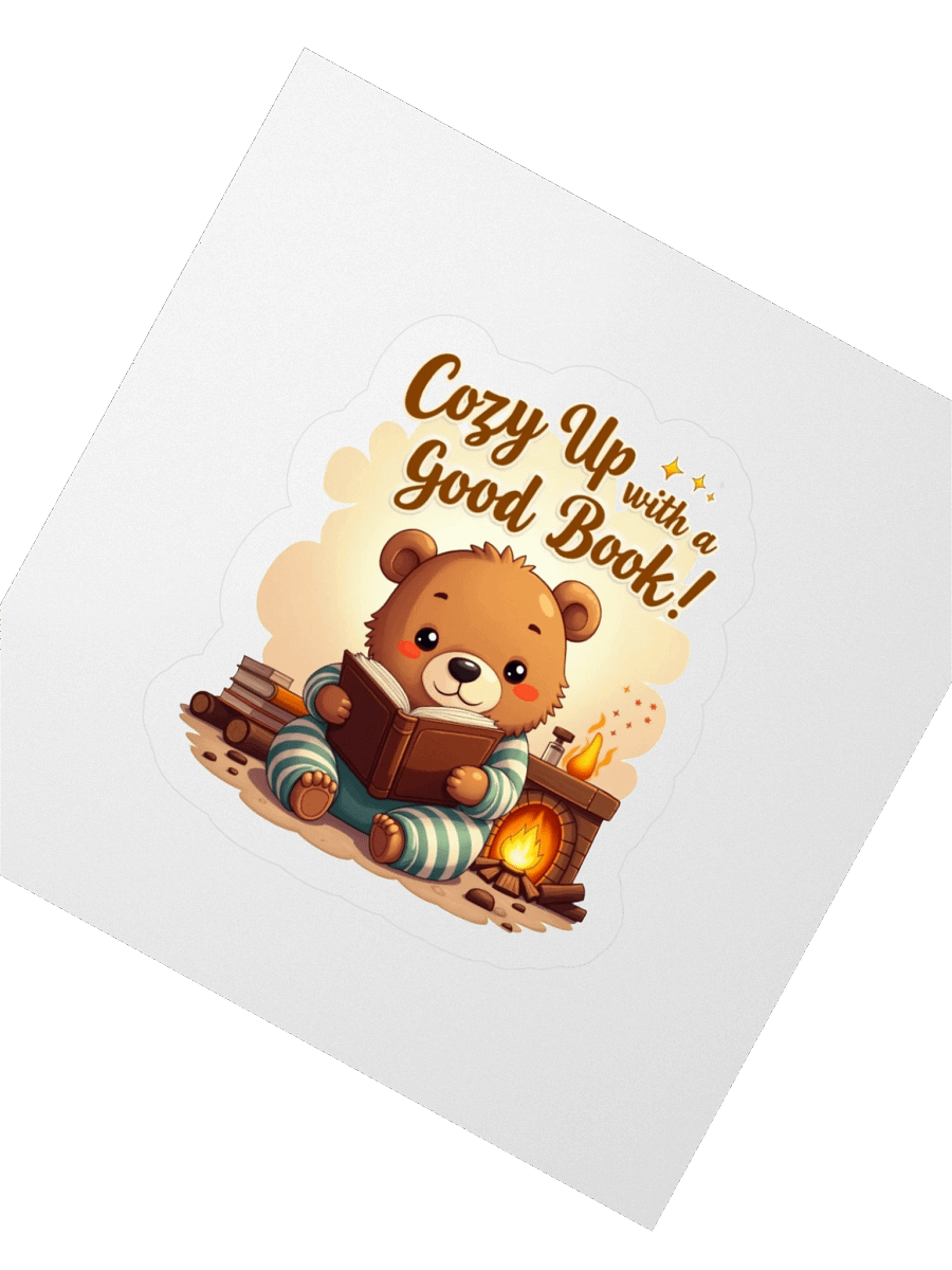 Cozy Up with a Good Book – Cute Bear Sticker product image (2)