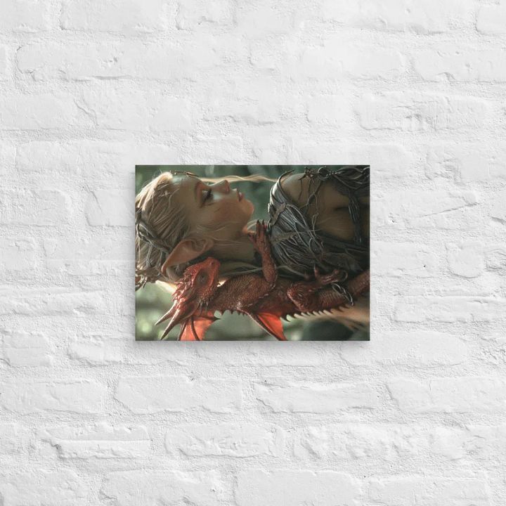 Young elf with her small dragon on the back - Canvas product image (2)