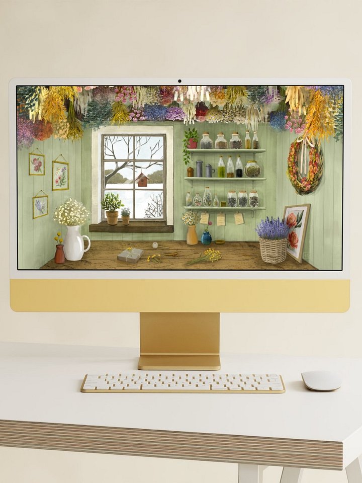 Dried Flowers in the Winter Wallpaper and Animated Screensaver product image (1)
