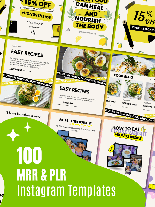 MRR/PLR Instagram Food Feed Templates product image (1)