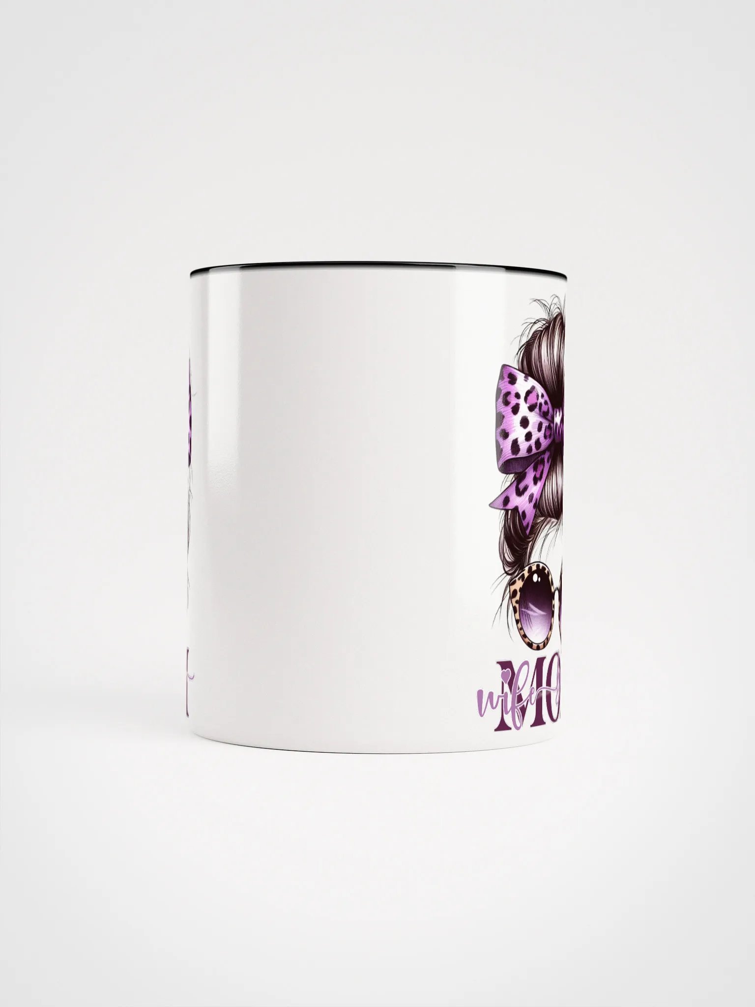 Purple Leopard Bow Mom Wife Boss Messy Bun Mug product image (66)