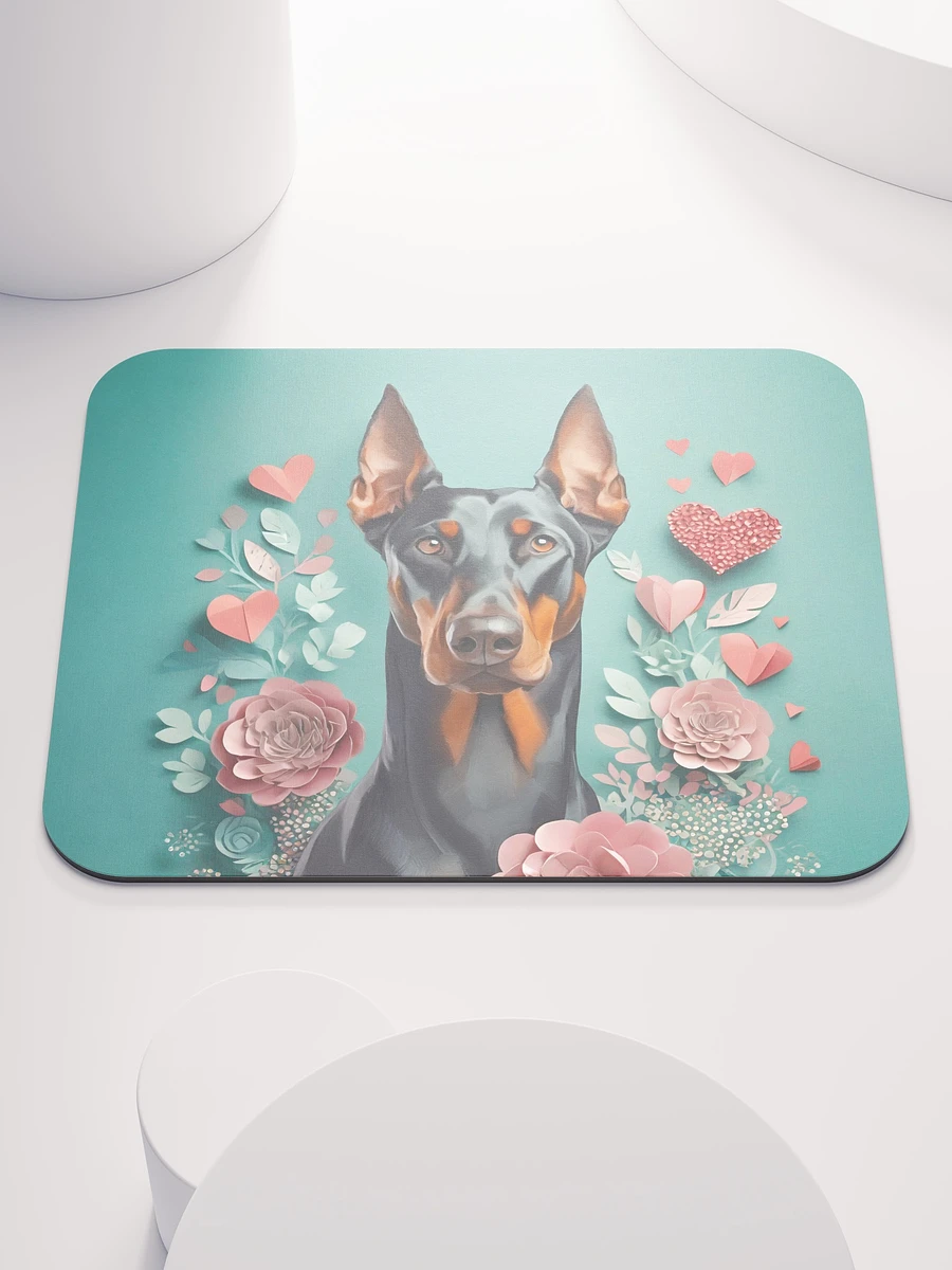 Doberman and paper flowers Mouse Pad product image (4)