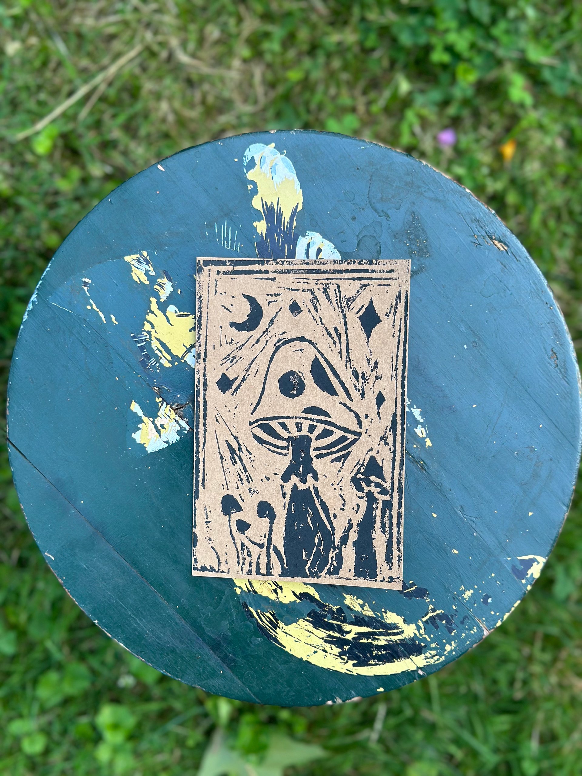 Mushroom Block Print Greeting Card (Blank) product image (3)