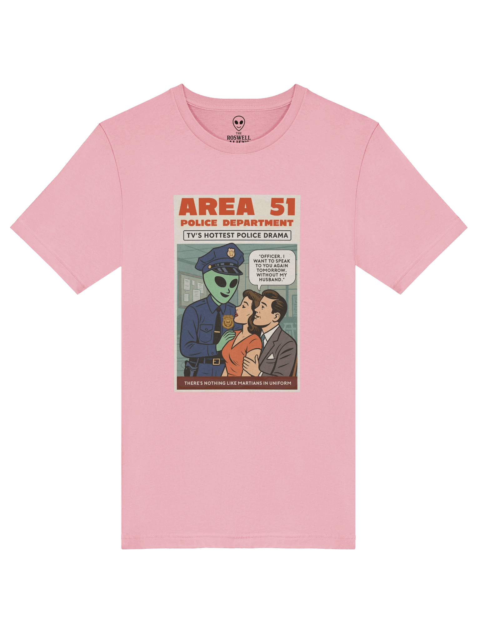 Area 51 TV Martian Police Night Soap Opera Roswell Aliens 1950's Retro Poster Unisex T-Shirt product image (5)