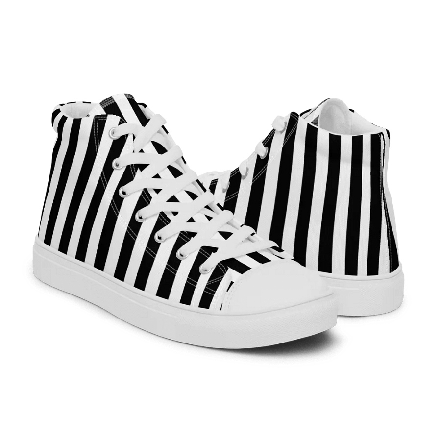 Men's Black And White Striped High Tops product image (10)