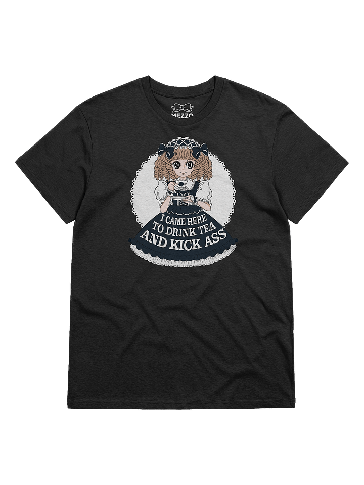 𝑬𝑼⧸𝑼𝑲 I Came Here to Drink Tea & Kick Ass (Oldschool, Black(B)) organic cotton t-shirt product image (1)