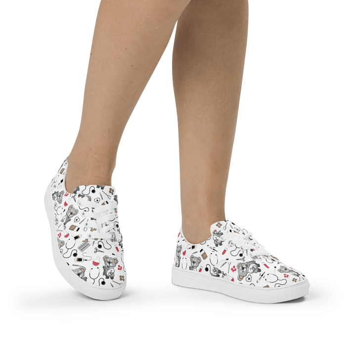 Cute Medical Koala Lace-up Canvas Shoes (White) product image (2)