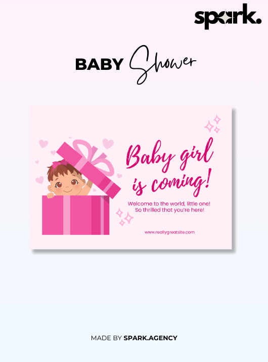 Pink Illustrative Baby Shower Card product image (1)