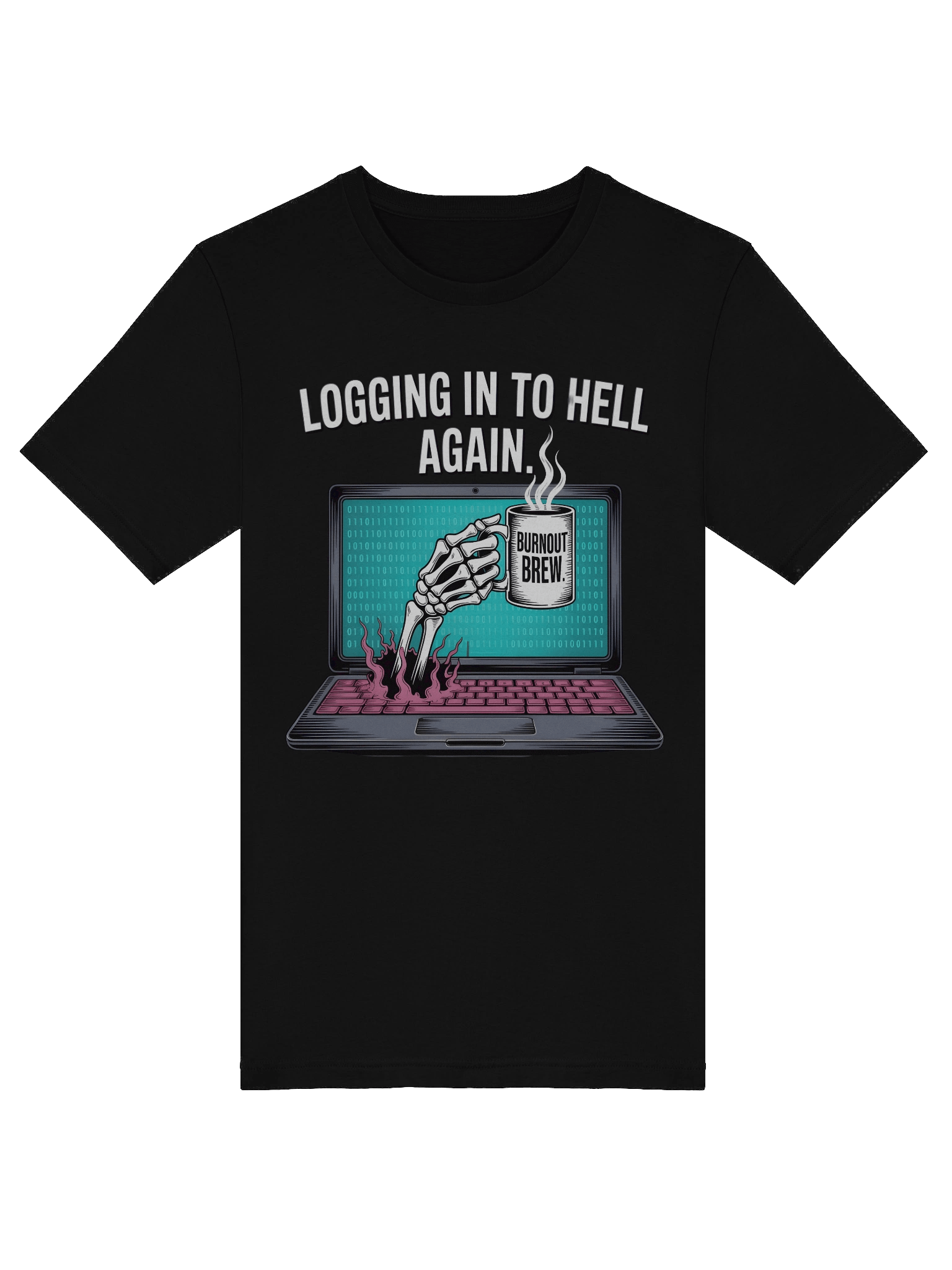 Burnout Brew Skeleton Laptop T-Shirt product image (5)