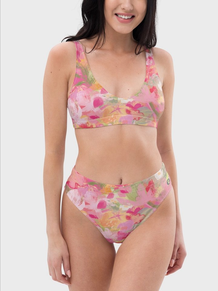 Recycled Padded String Bikini Top "Sweet Pastel Florals of Spring" product image (1)