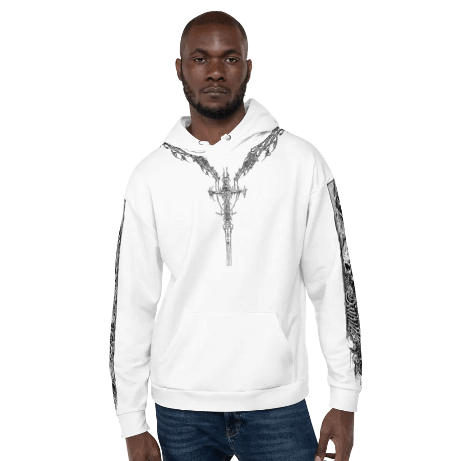 White Crusifix Chain Hoodie product image (7)