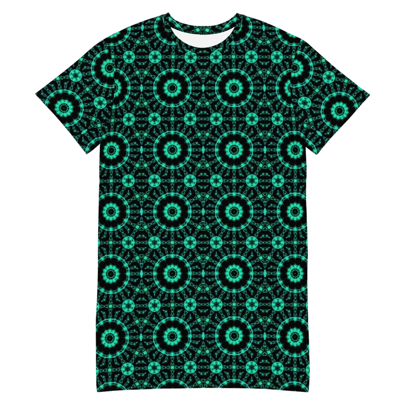Abstract Repeating Neon Green Shapes T Shirt Dress product image (10)