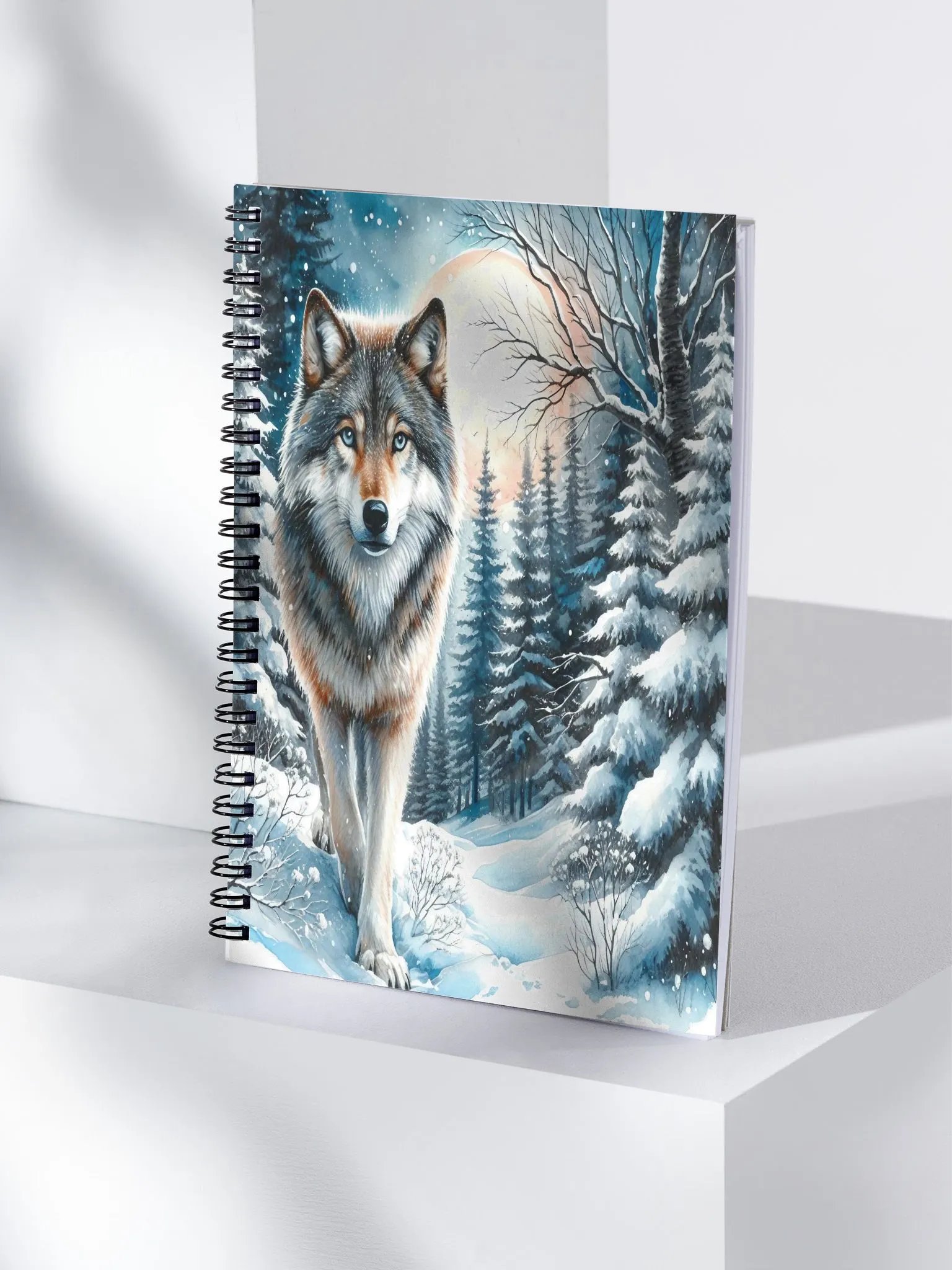 Winter Wonderland Wolf- Spiral Notebook product image (4)