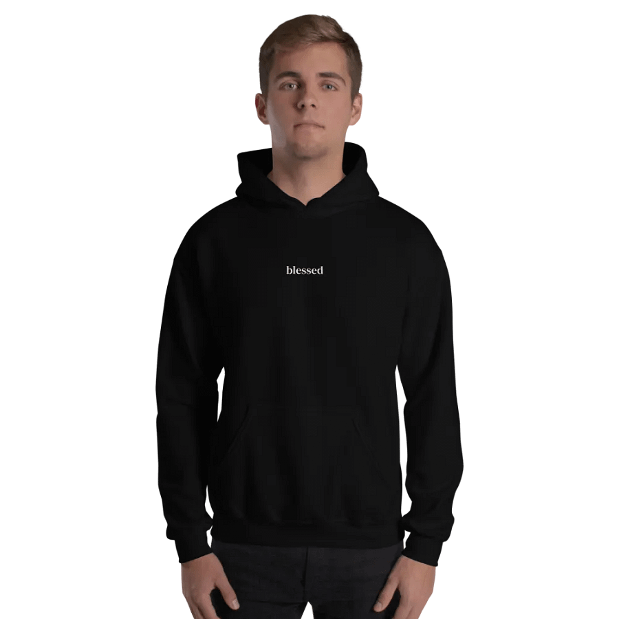 Minimalistic Unisex Blessed Embroided Hoodie (White Embroided) product image (6)