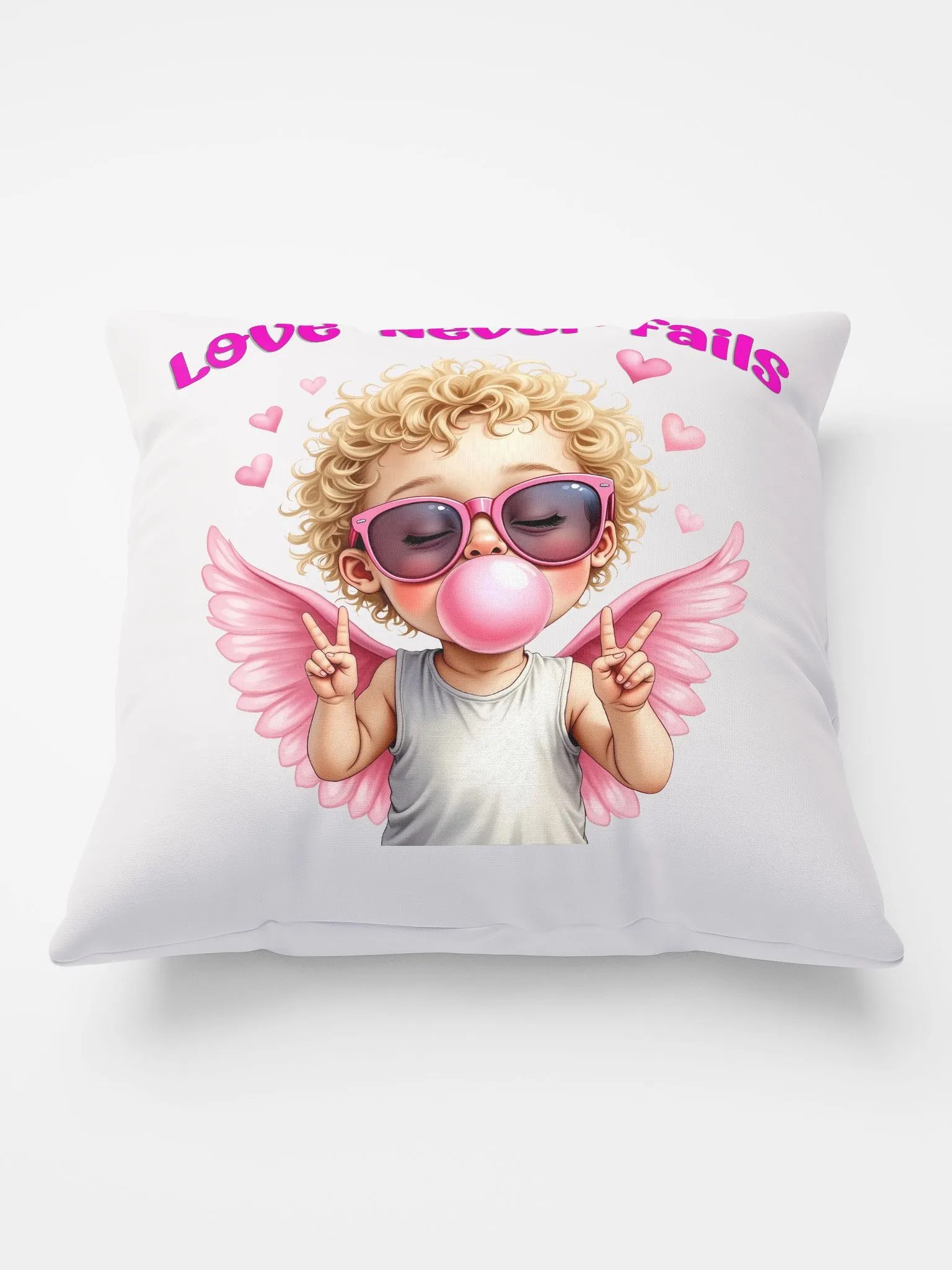 Love Never Fails Valentine Retro Cupid Valentine's Day Pillow product image (3)