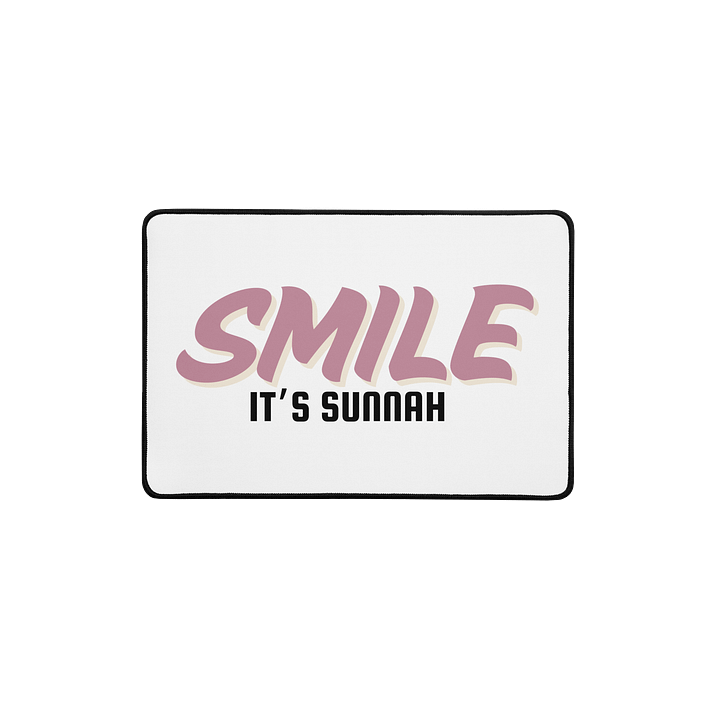 White "Smile It's Sunnah" Desk Mat in Dusty Rose product image (1)