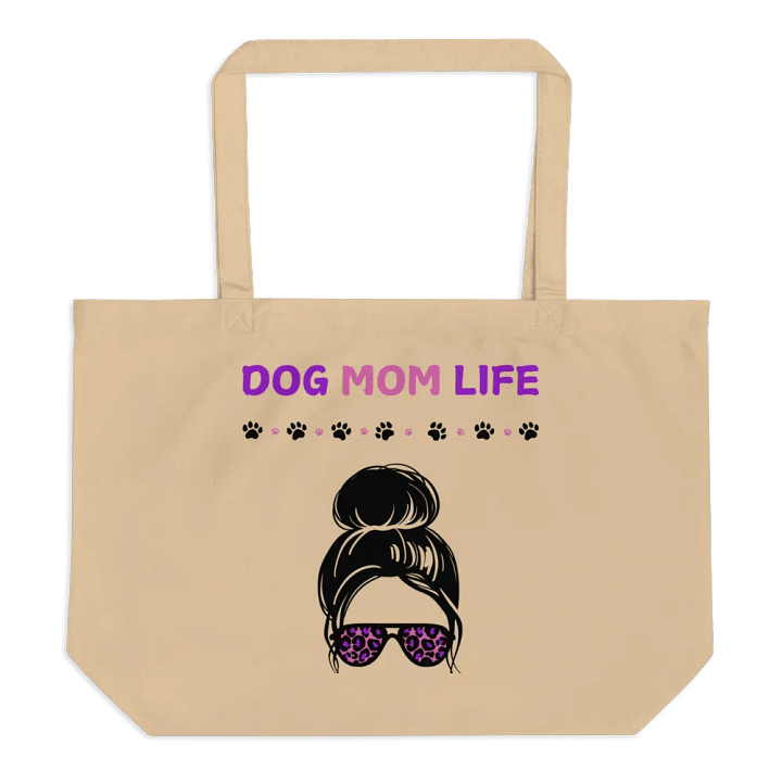Dog Mom Life - Cool Lady in Cheetah Sunglasses Comfort Colors E-Counscious Large Organic Tote product image (1)