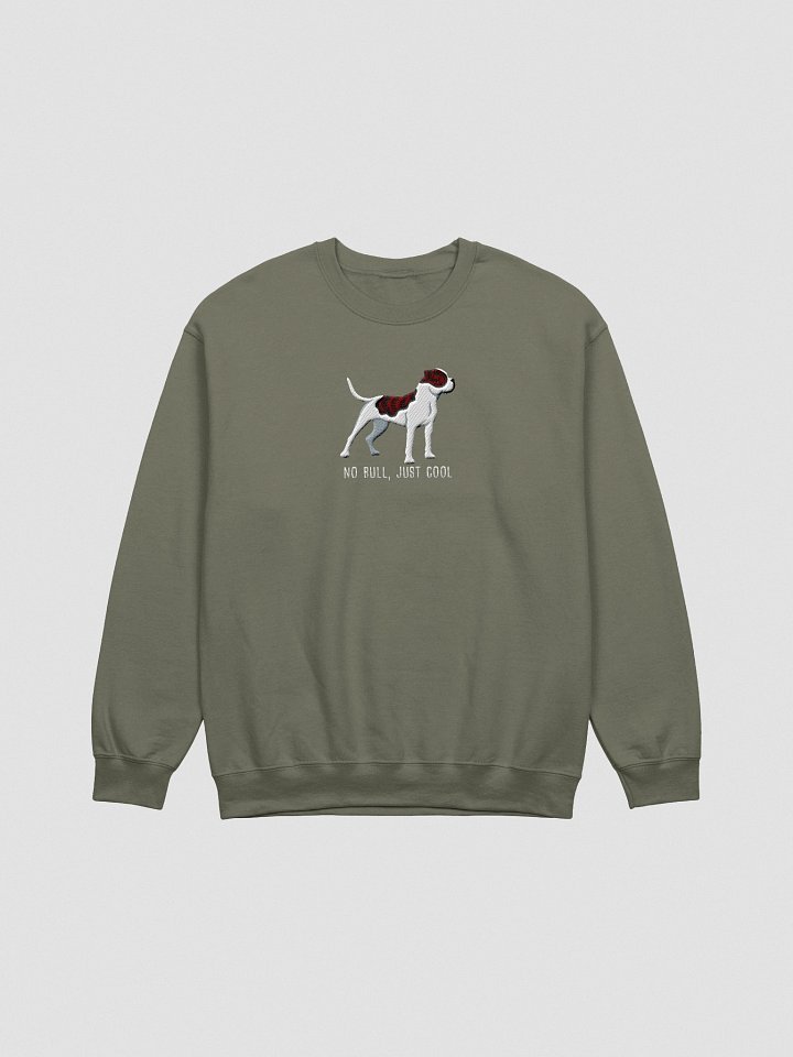 No Bull, Just Cool Sweatshirt (Embroidered) of an American Bulldog(Brindle & White) product image (13)