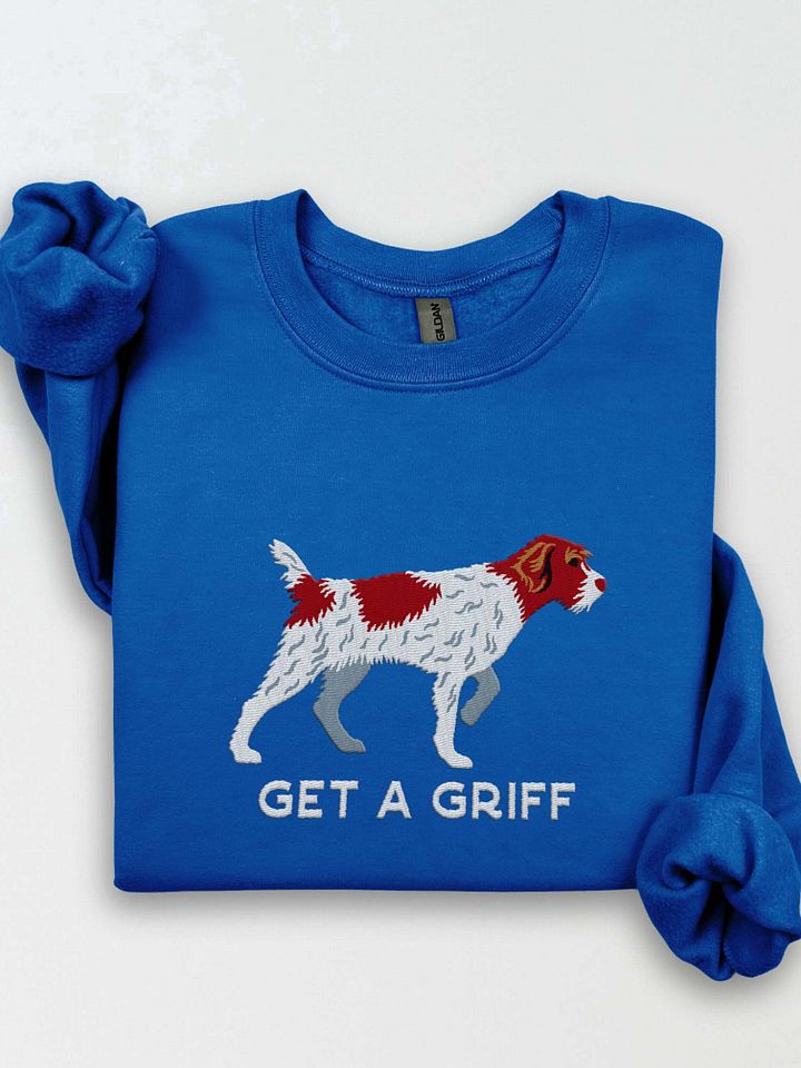 Get a Griff Sweatshirt (Embroidered) of a Wirehaired Pointing Griffon(Liver & White) product image (1)