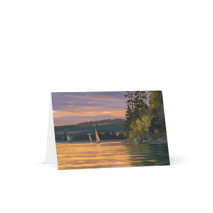 Sunset Lake Sailing, Greeting Card product image (1)