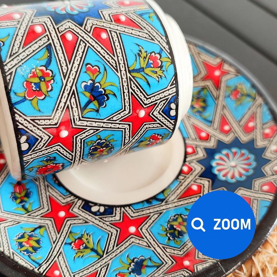 Ceramic coffee set (Iznik, white) — handmade pottery, Turkish ceramic product image (10)