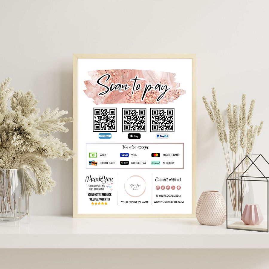 Roseanne - Scan To Pay QR Code Sign Template product image (6)