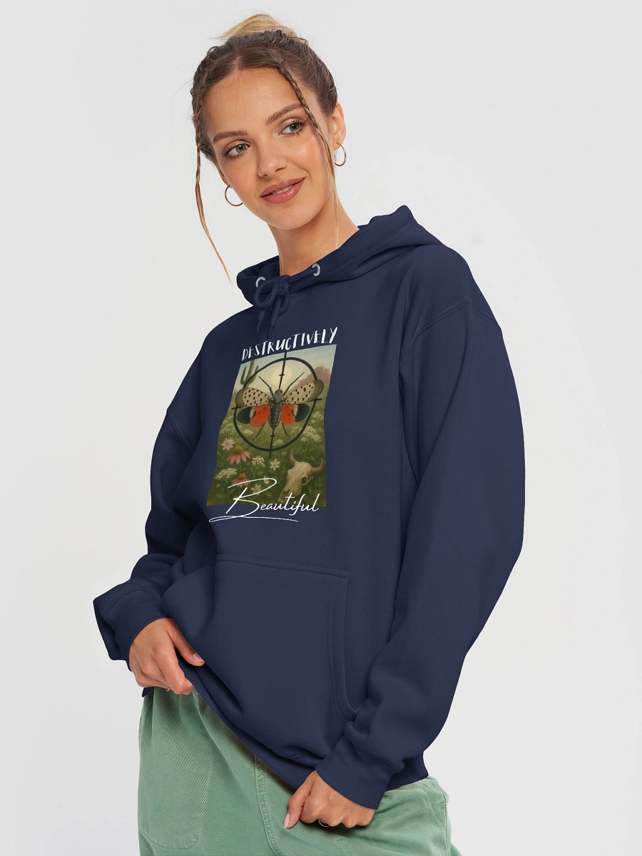 "Destructively Beautiful" Spotted Lanternfly Crosshair Hoodie product image (17)