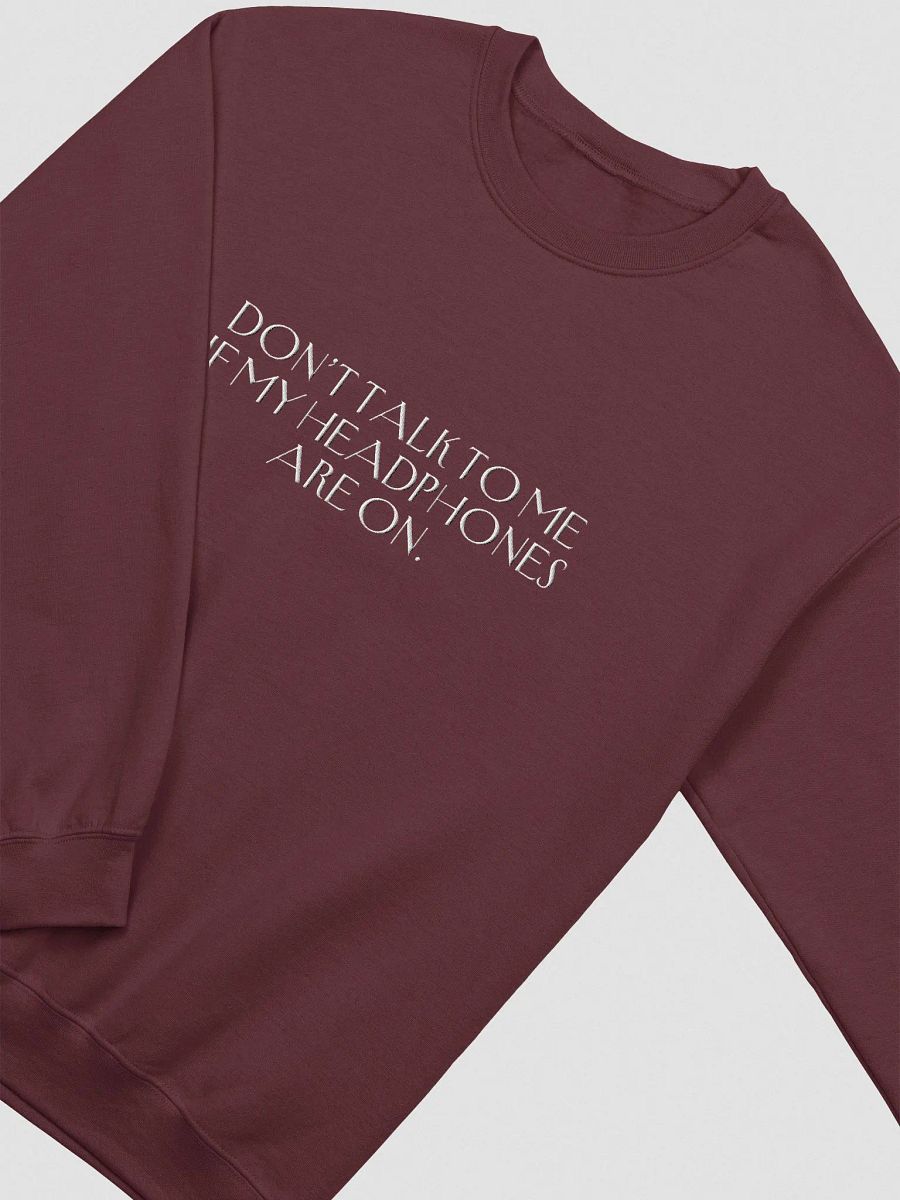 HEADPHONES ON. (lg. design, white thread) embroidered crewneck product image (18)