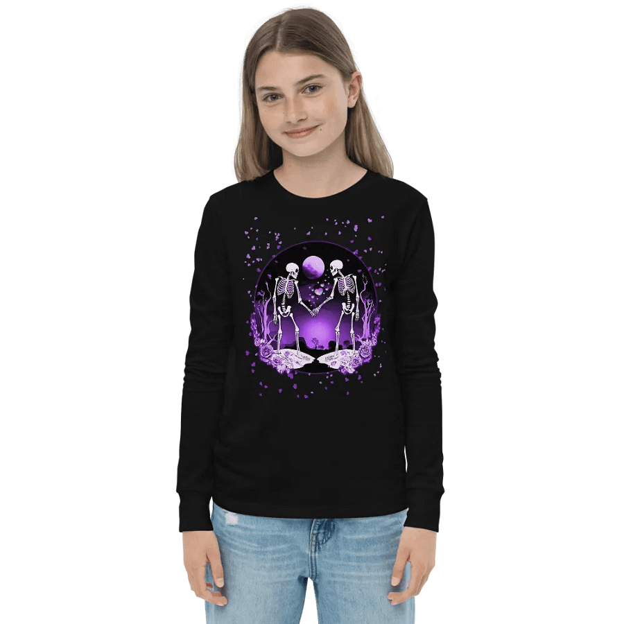Cosmic Love Skeletons Kids Long Sleeve Tee product image (8)