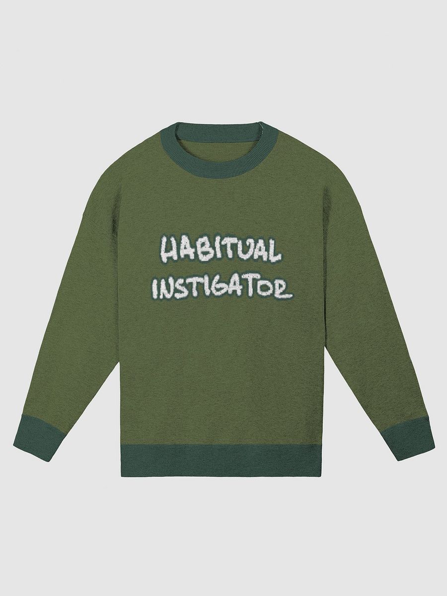 HABITUAL INSTIGATOR (lg. lined design, duotone green and white) knitwear relaxed crewneck product image (3)