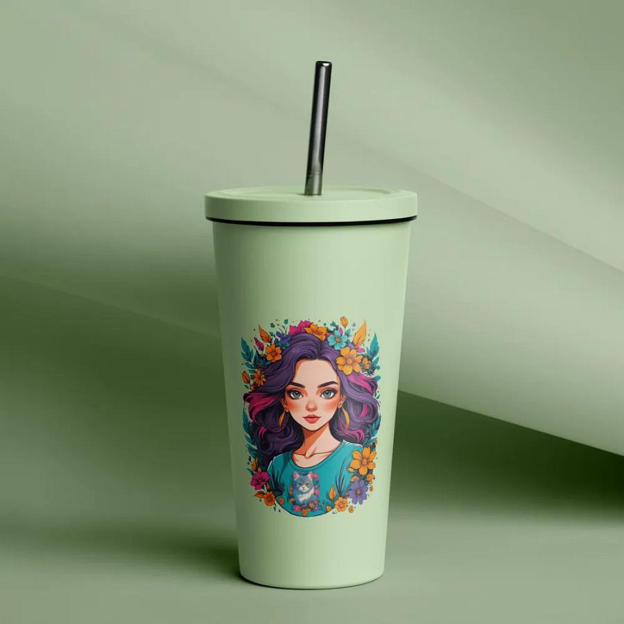 Bloomcore Flower Girl 20 oz Tumbler Cup - Mint - Insulated Tumbler with a Straw - v2 product image (12)